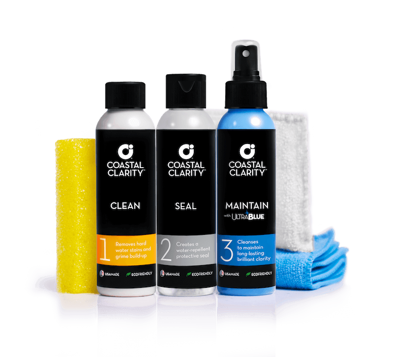 Coastal Clarity Shower Door Restoration Kit 3 bottles, sponges and cloth